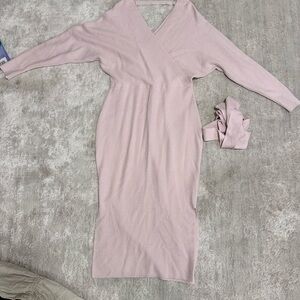 Elegant Pink Wrap Dress